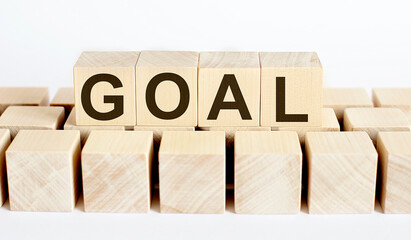 GOAL word from wooden blocks on desk, search engine optimization concept