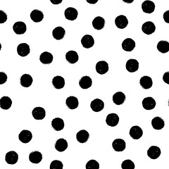 Black polka dot seamless pattern on white background. Vector design for textile, backgrounds, clothes, wrapping paper, web sites and wallpaper. Fashion illustration seamless pattern.