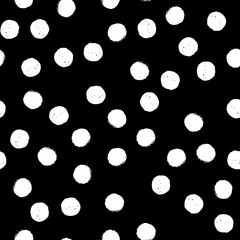 Polka dot white seamless pattern on black background. Vector design for textile, backgrounds, clothes, wrapping paper, web sites and wallpaper. Fashion illustration seamless pattern.