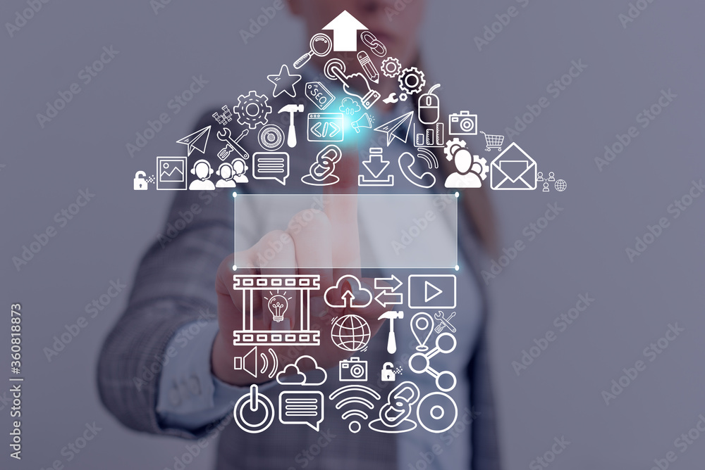Poster information digital technology network connection infographic elements icon