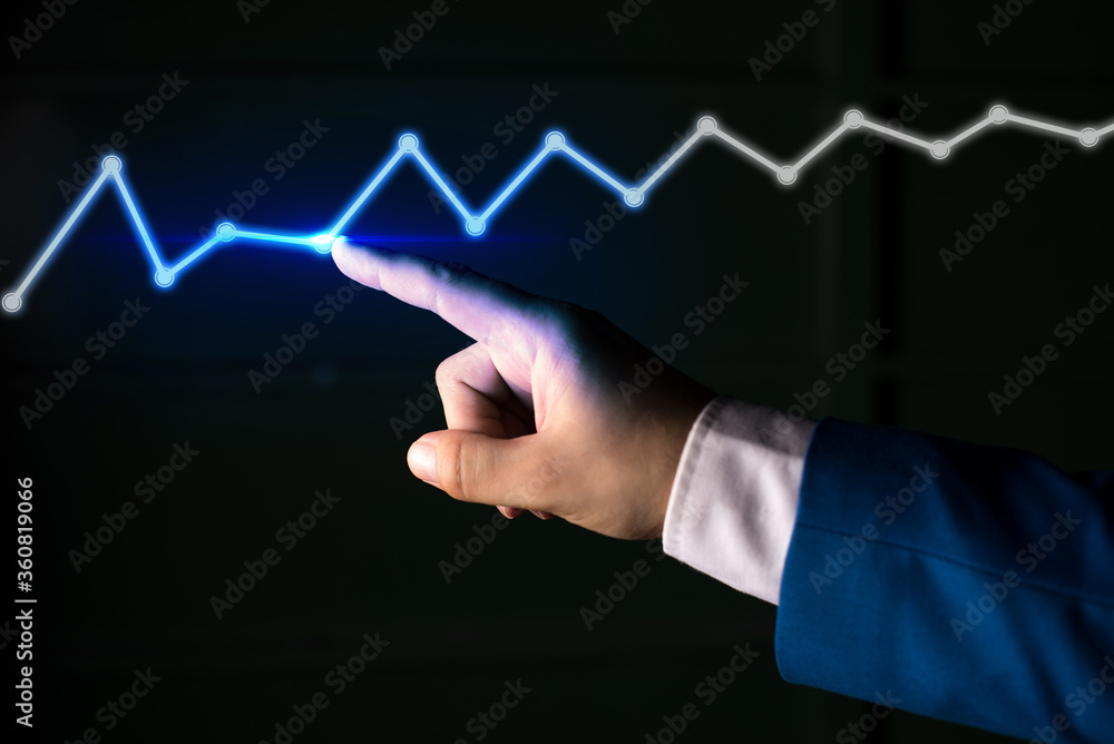 Poster ascending growth trends movement performance financial chart status report