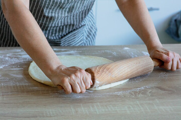 the yeast dough is rolled