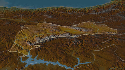 Erzincan, Turkey - outlined. Relief