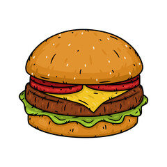Hamburger. Vector illustration isolated on a white background.