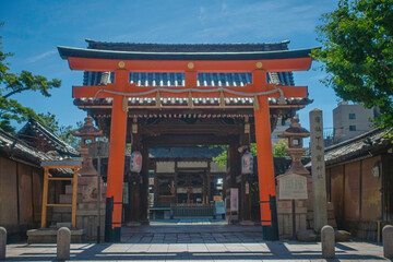 京都、下御霊神社と寺町通りの風景