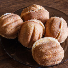 baked homemade fresh dessert sweet nuts wooden table
