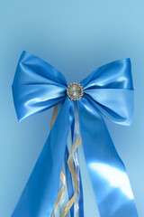 wedding ribbon bow with decoration on isolated background