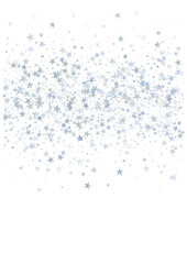 silver stars background, sparkling christmas lights confetti falling isolated on white. magic shining Flying stars glitter cosmic backdrop, sparkle vector border.