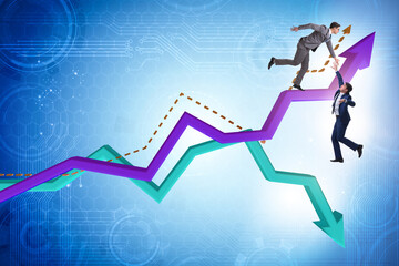 Businessman saving competitor during the crisis