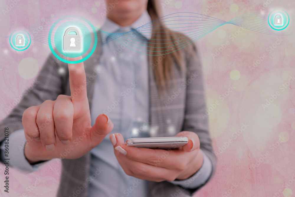 Poster graphics padlock for web data information security application system