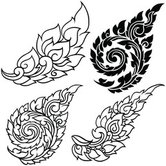Line Thai art design , Vector illustration,abstract tattoo design
