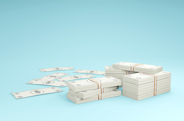 3D render money pictures concept.