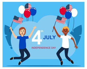 Happy independence day of America flat design