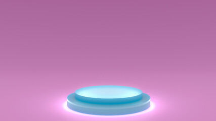 Abstract layout of a round stage in pastel color.  The geometric shape of the podium as a background for the product. 3D Render