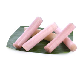 Lotus stem or Renkon (Nelumbo nucifera) isolated on white background, Plants growing in water Can be food or dessert.