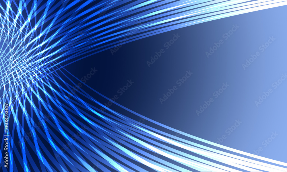Poster white and blue geometric background. intersecting white lines on a blue field. futuristic background