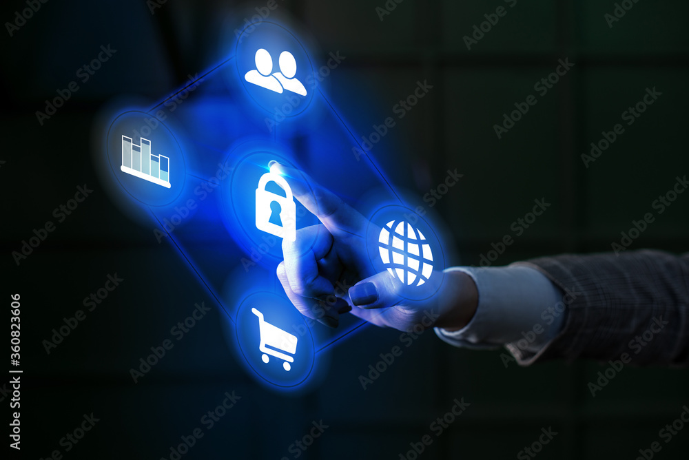 Poster information digital technology network connection infographic elements icon