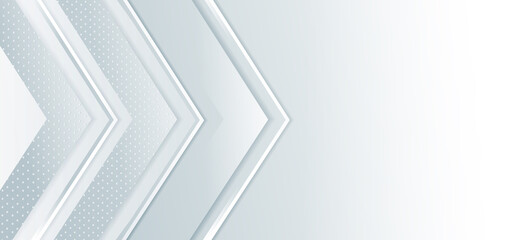 Abstract banner gray and white arrows geometric design. Technology concept.