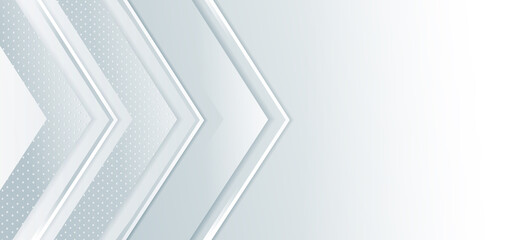 Abstract banner gray and white arrows geometric design. Technology concept.