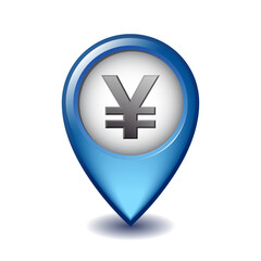 Obraz premium Japanese yen symbol on Mapping Marker vector icon