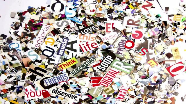 Random magazine letters and words transition 