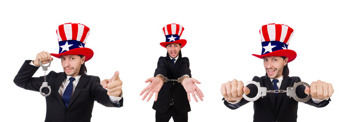 Young businessman isolated on the white background