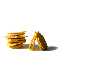 baked chips on a white background