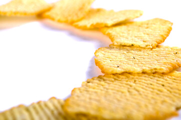baked chips on a white background