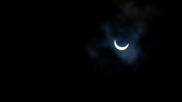 View of the partial solar eclipse in the sky