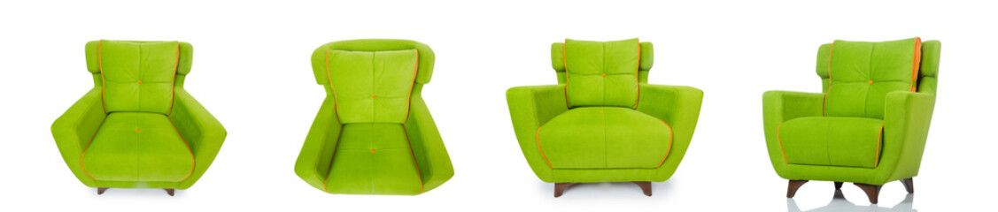 Green armchair isolated on the white