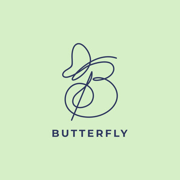 Butterfly with Letter Initial B Logo Design