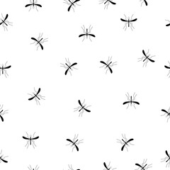 Mosquitoes seamless pattern white background. Zika virus malaria alert vector illustration.