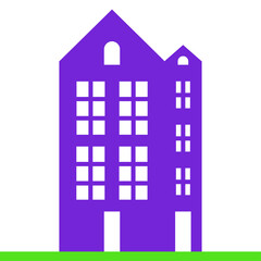 Vector dutch house for concept design. Facade of house in the traditional Dutch style. Amsterdam old building cartoon facade. Traditional architecture of Netherlands. Colorful isolated illustration.