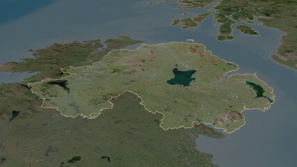 Northern Ireland, United Kingdom - outlined. Satellite