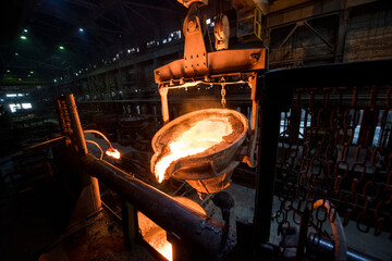 Tank with liquid metal at the steel mill