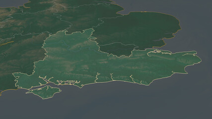 South East, United Kingdom - outlined. Relief