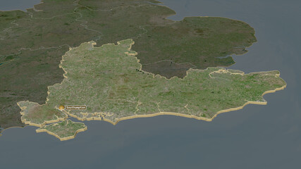 South East, United Kingdom - extruded with capital. Satellite