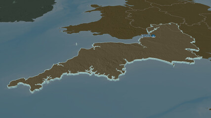 South West, United Kingdom - extruded with capital. Administrative