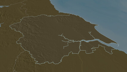 Yorkshire and the Humber, United Kingdom - outlined. Administrative