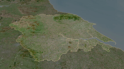 Yorkshire and the Humber, United Kingdom - outlined. Satellite © Yarr65