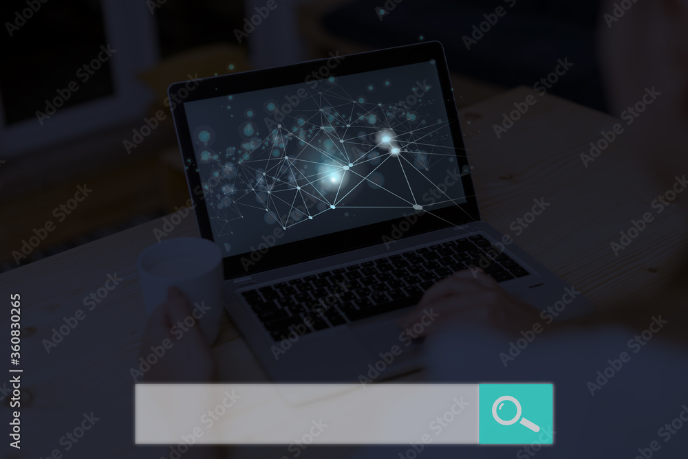 Poster web search digital information futuristic technology network connection