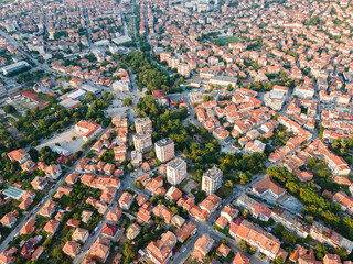 Aerial view of town of Petrich, Bulgaria