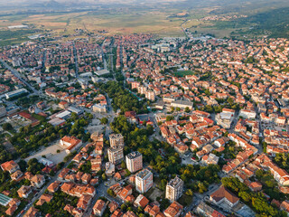 Obraz premium Aerial view of town of Petrich, Bulgaria