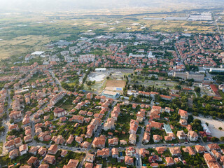 Aerial view of town of Petrich, Bulgaria