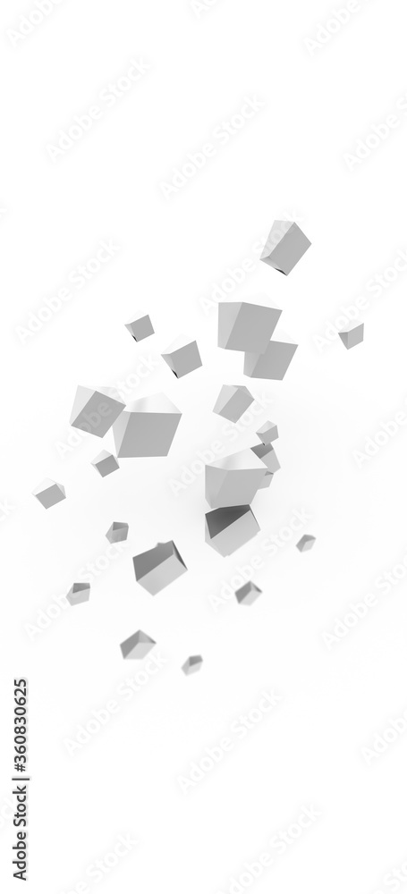 Poster infinite cubes on a plane, original 3d rendering