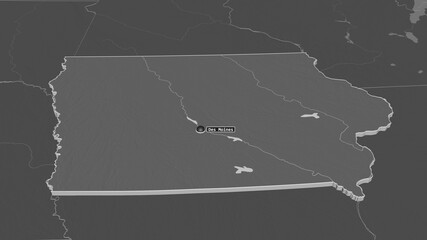 Iowa, United States - extruded with capital. Bilevel