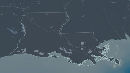 Louisiana, United States - outlined. Administrative