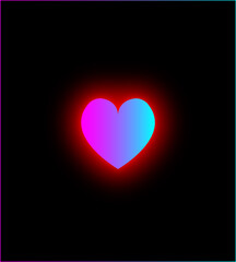 neon heart on black background 