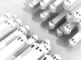 House choice and real estate concepts, original 3d rendering