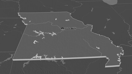 Missouri, United States - extruded with capital. Bilevel